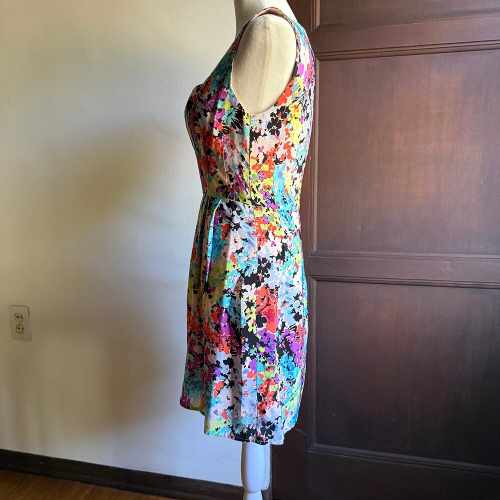 NANETTE LEPORE | Silk Psychedelic Floral Square Neck Cocktail Dress Size 2 - Picture 11 of 12